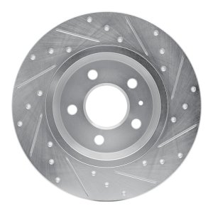 Audi Q5 Brake Rotor (1) - Rear Left - R1 Concepts - Drilled & Slotted - Silver - `08-`25